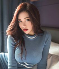 Beautiful woman showing